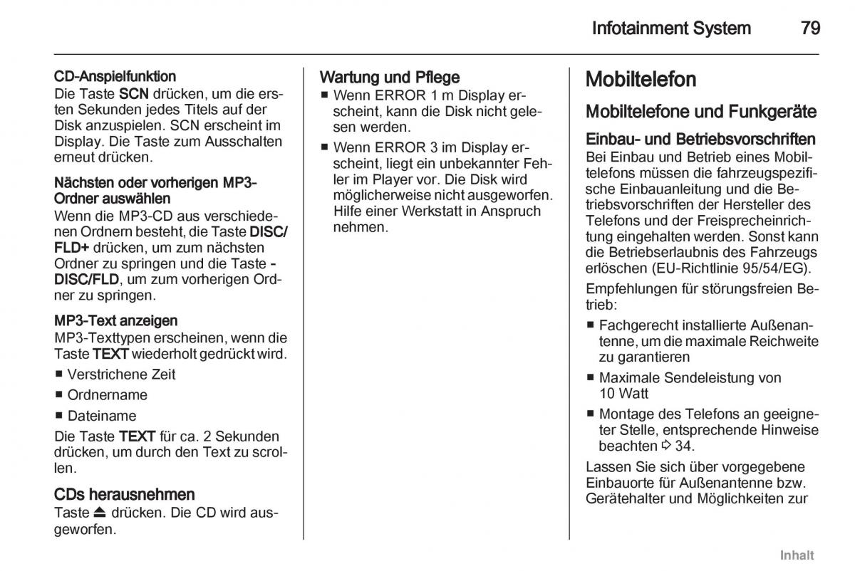 Opel Agila B Handbuch / page 79