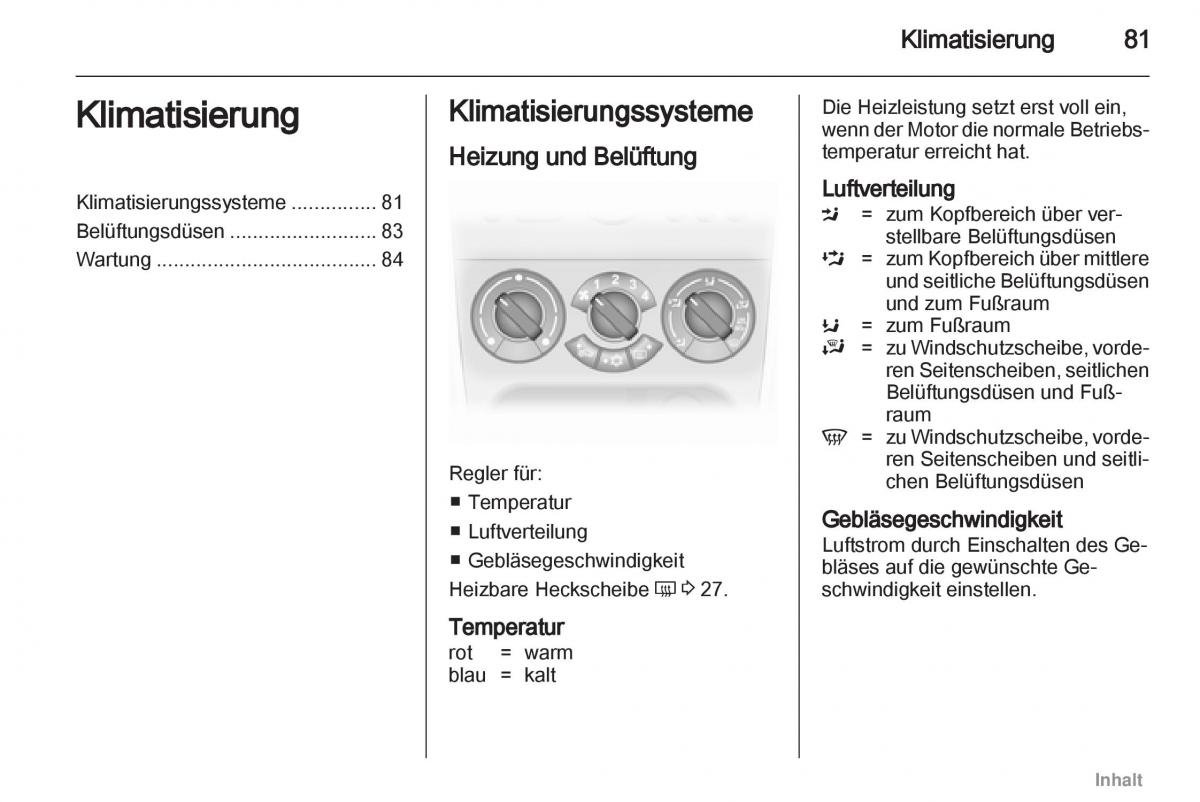 Opel Agila B Handbuch / page 81