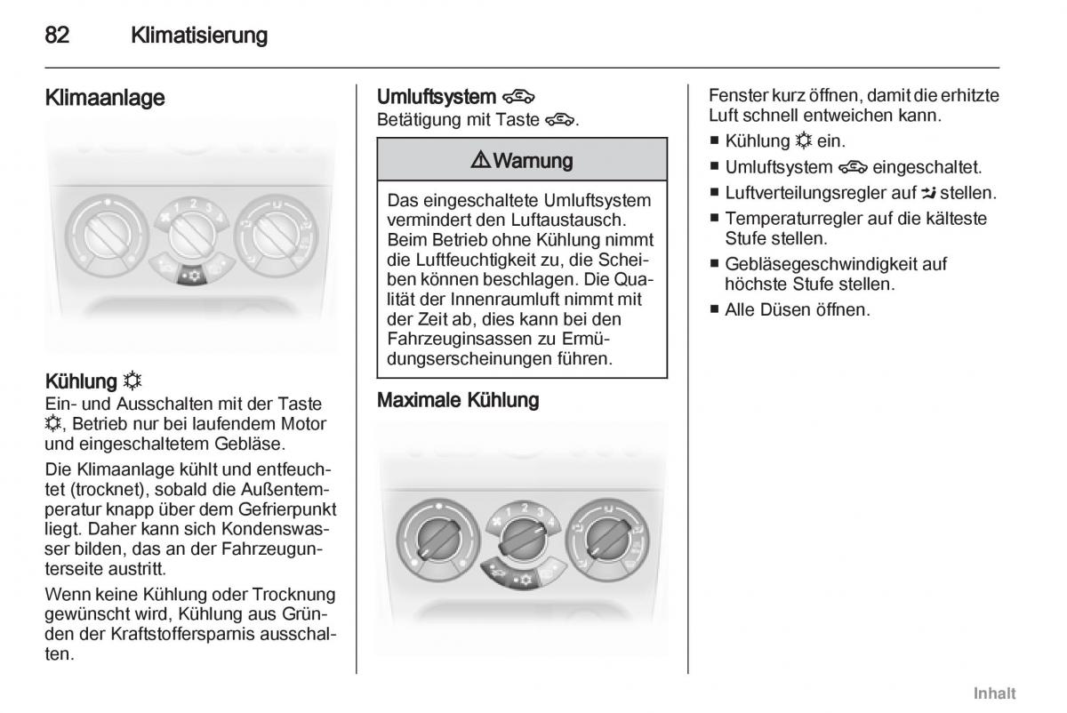 Opel Agila B Handbuch / page 82