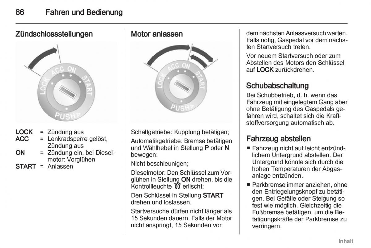 Opel Agila B Handbuch / page 86