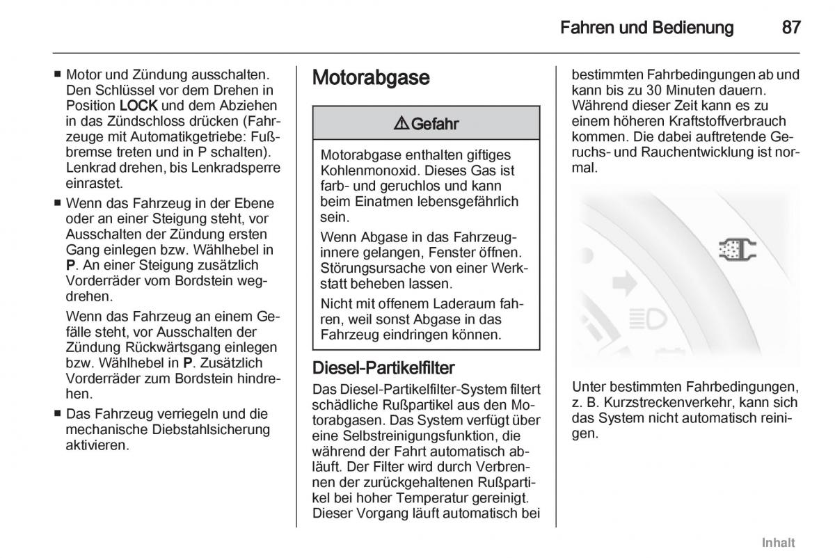 Opel Agila B Handbuch / page 87