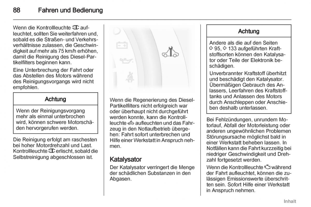 Opel Agila B Handbuch / page 88