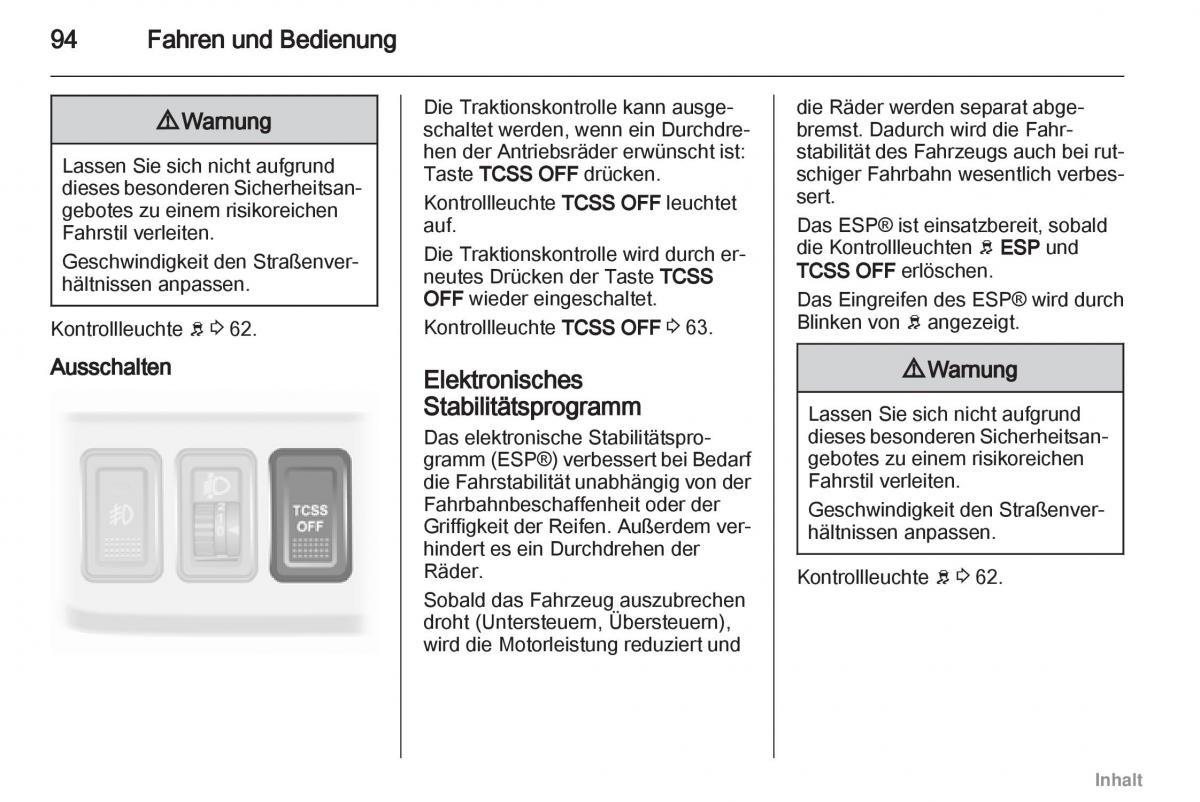 Opel Agila B Handbuch / page 94