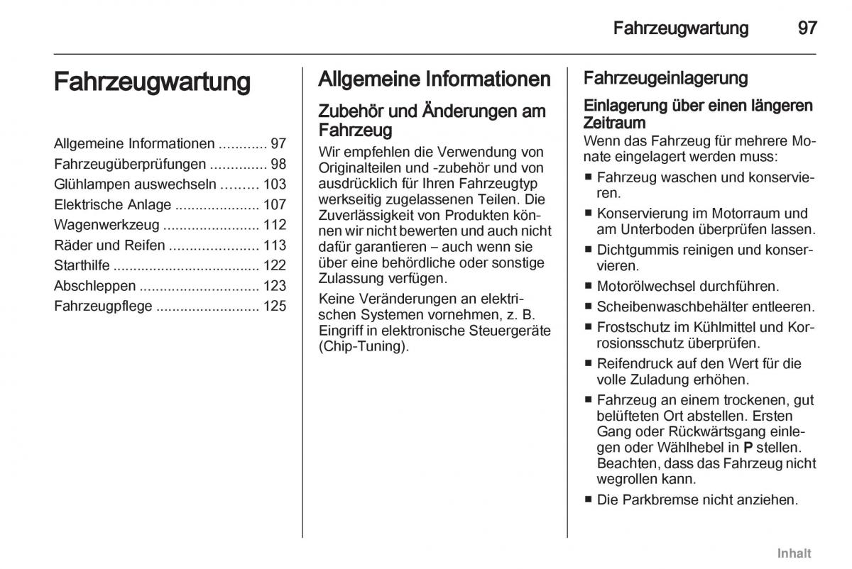 Opel Agila B Handbuch / page 97