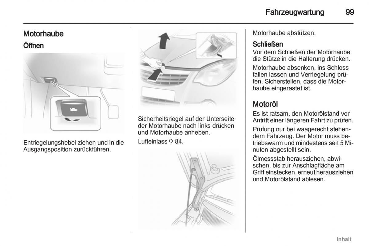 Opel Agila B Handbuch / page 99