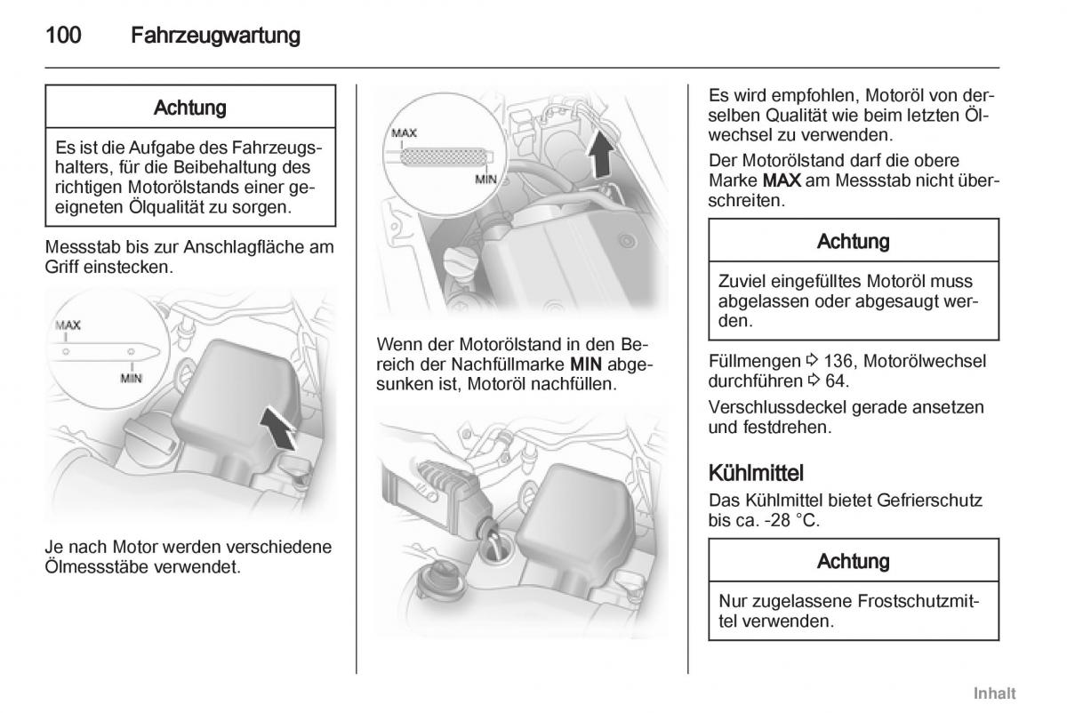 Opel Agila B Handbuch / page 100