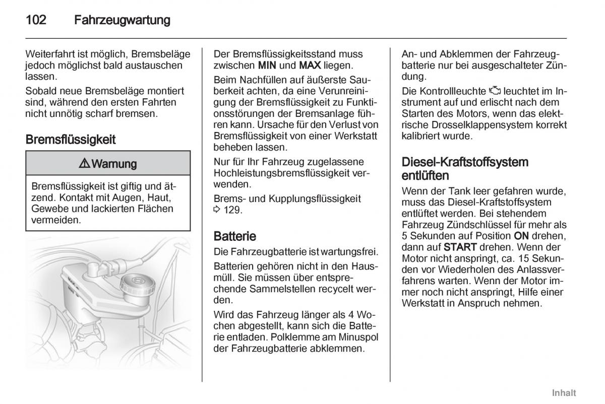 Opel Agila B Handbuch / page 102