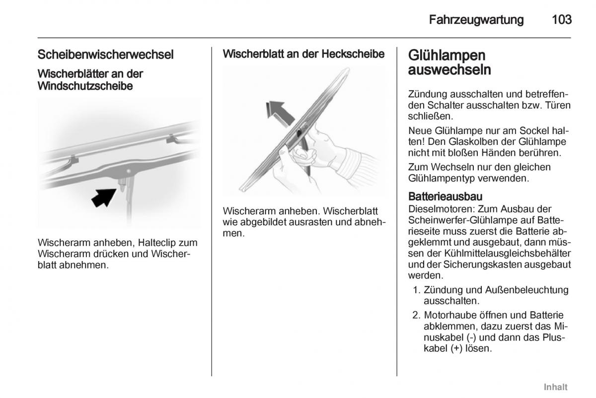 Opel Agila B Handbuch / page 103