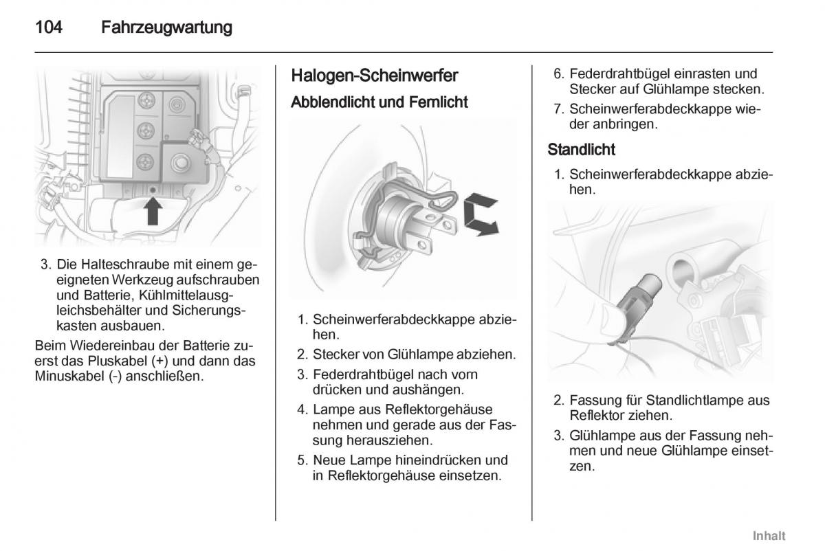 Opel Agila B Handbuch / page 104