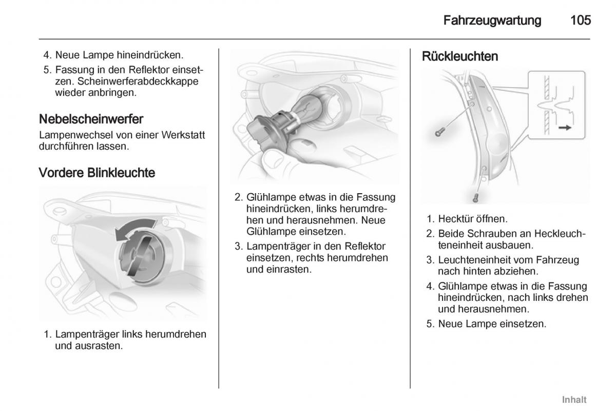 Opel Agila B Handbuch / page 105