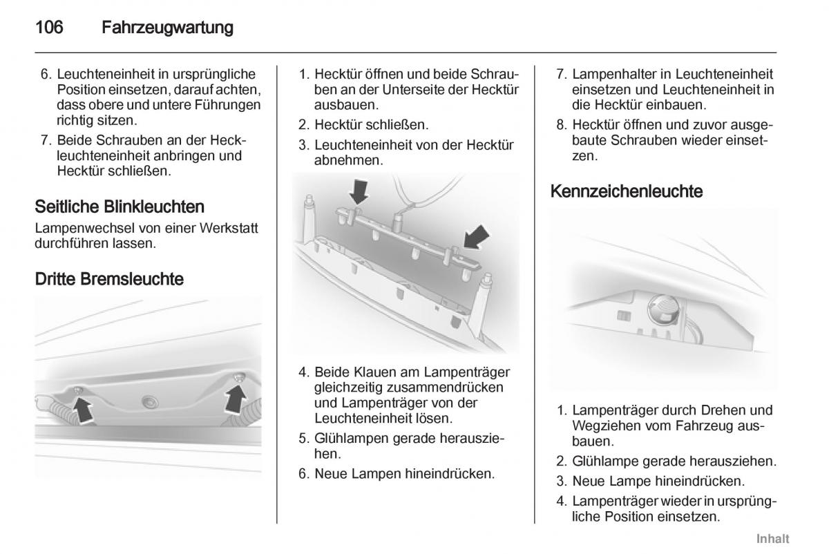 Opel Agila B Handbuch / page 106