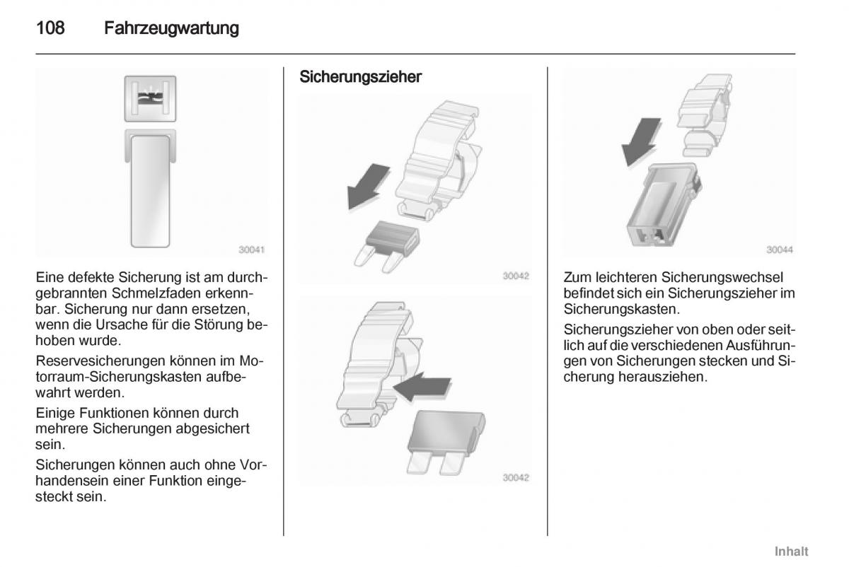 Opel Agila B Handbuch / page 108