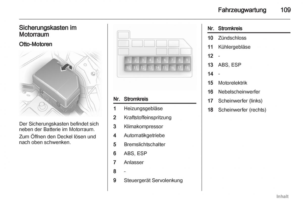 Opel Agila B Handbuch / page 109