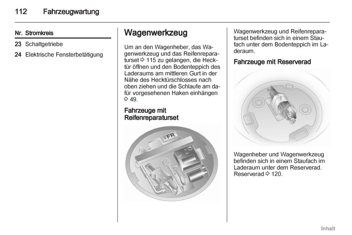 Opel Agila B Handbuch / page 112