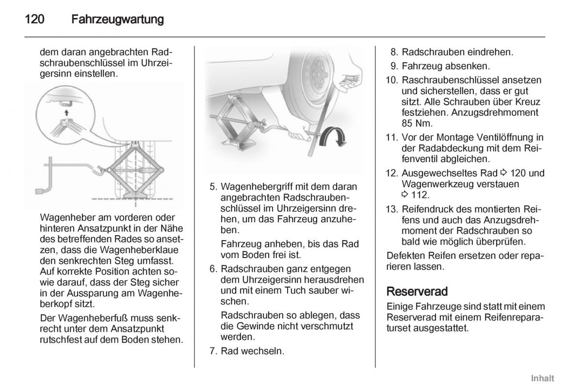 Opel Agila B Handbuch / page 120