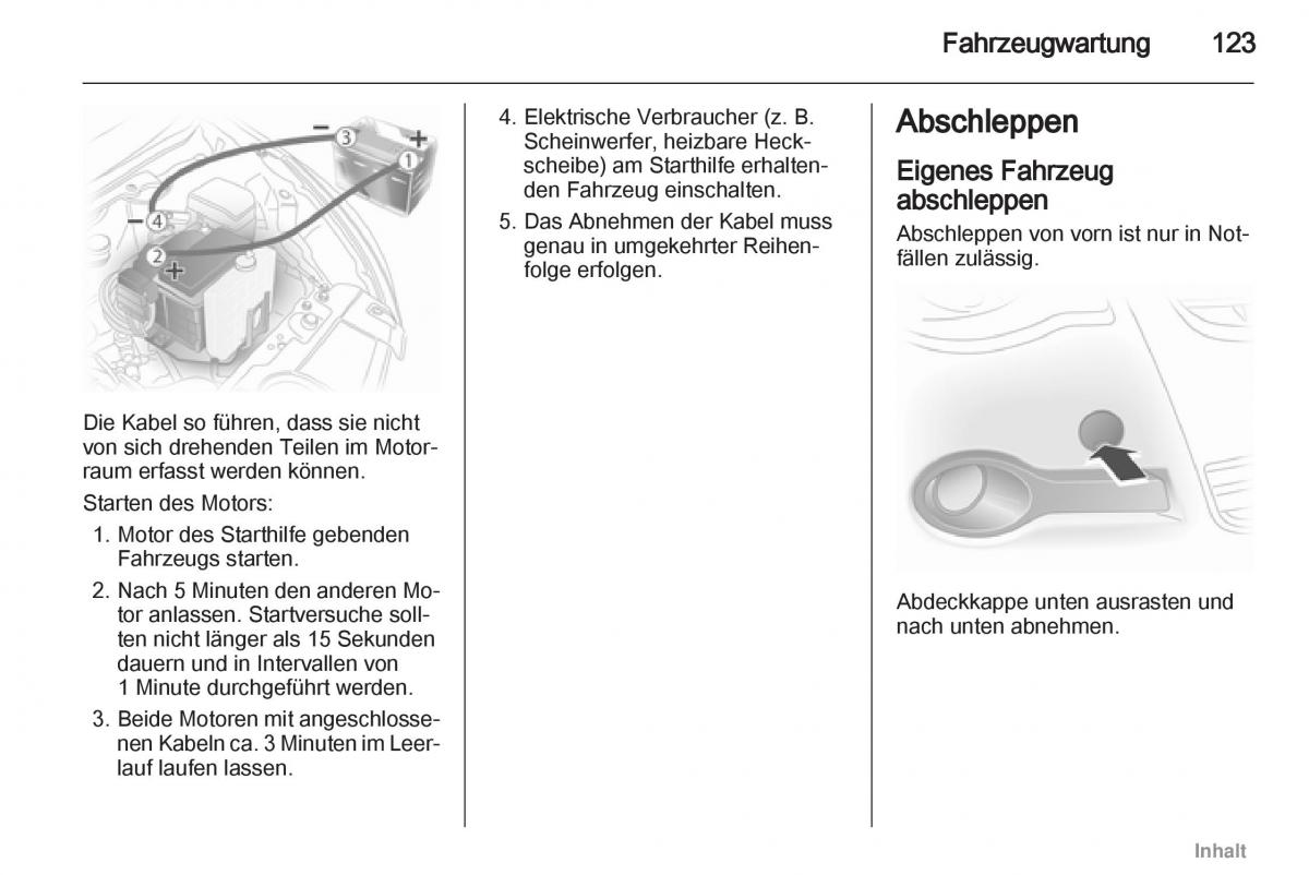 Opel Agila B Handbuch / page 123