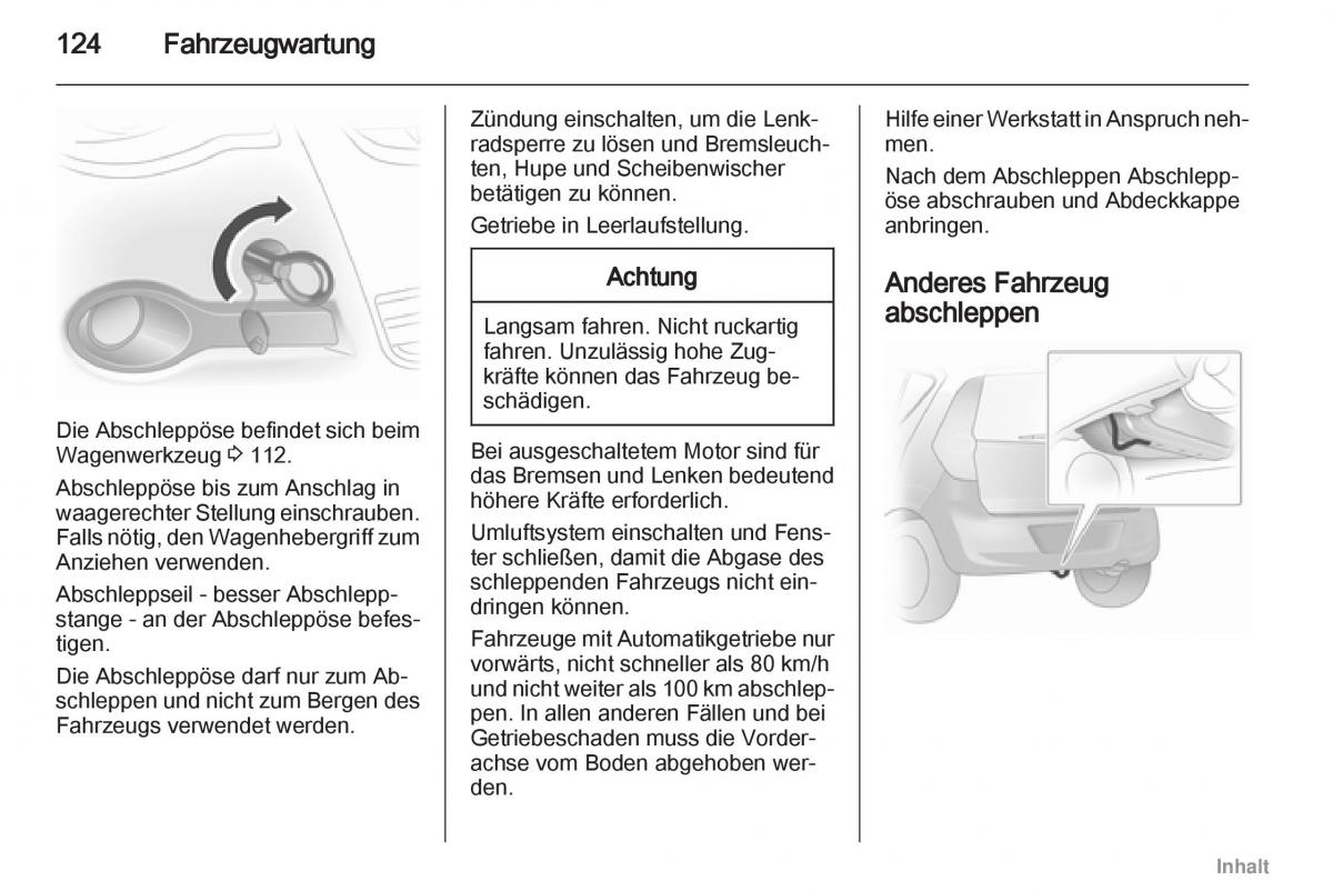 Opel Agila B Handbuch / page 124