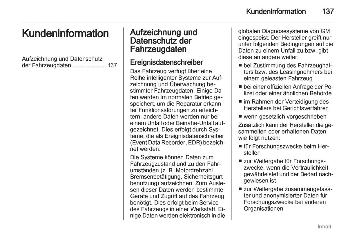 Opel Agila B Handbuch / page 137