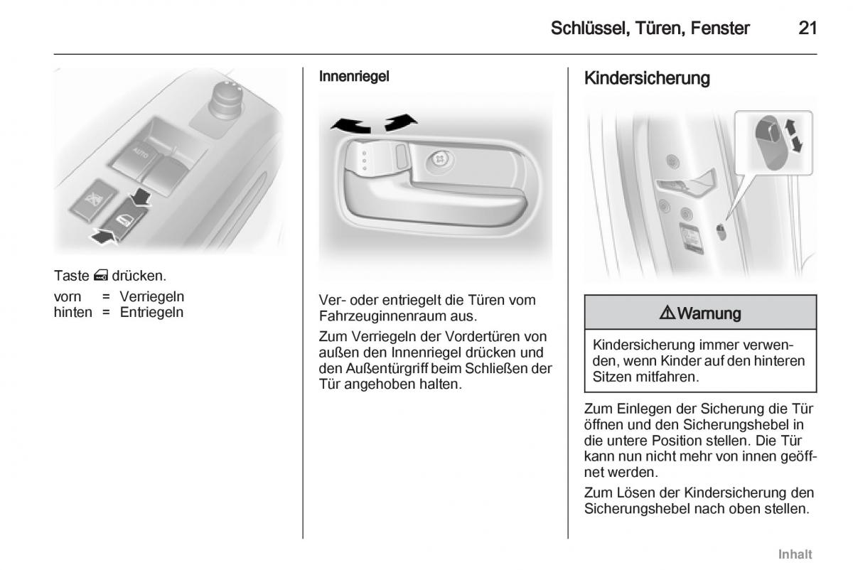 Opel Agila B Handbuch / page 21