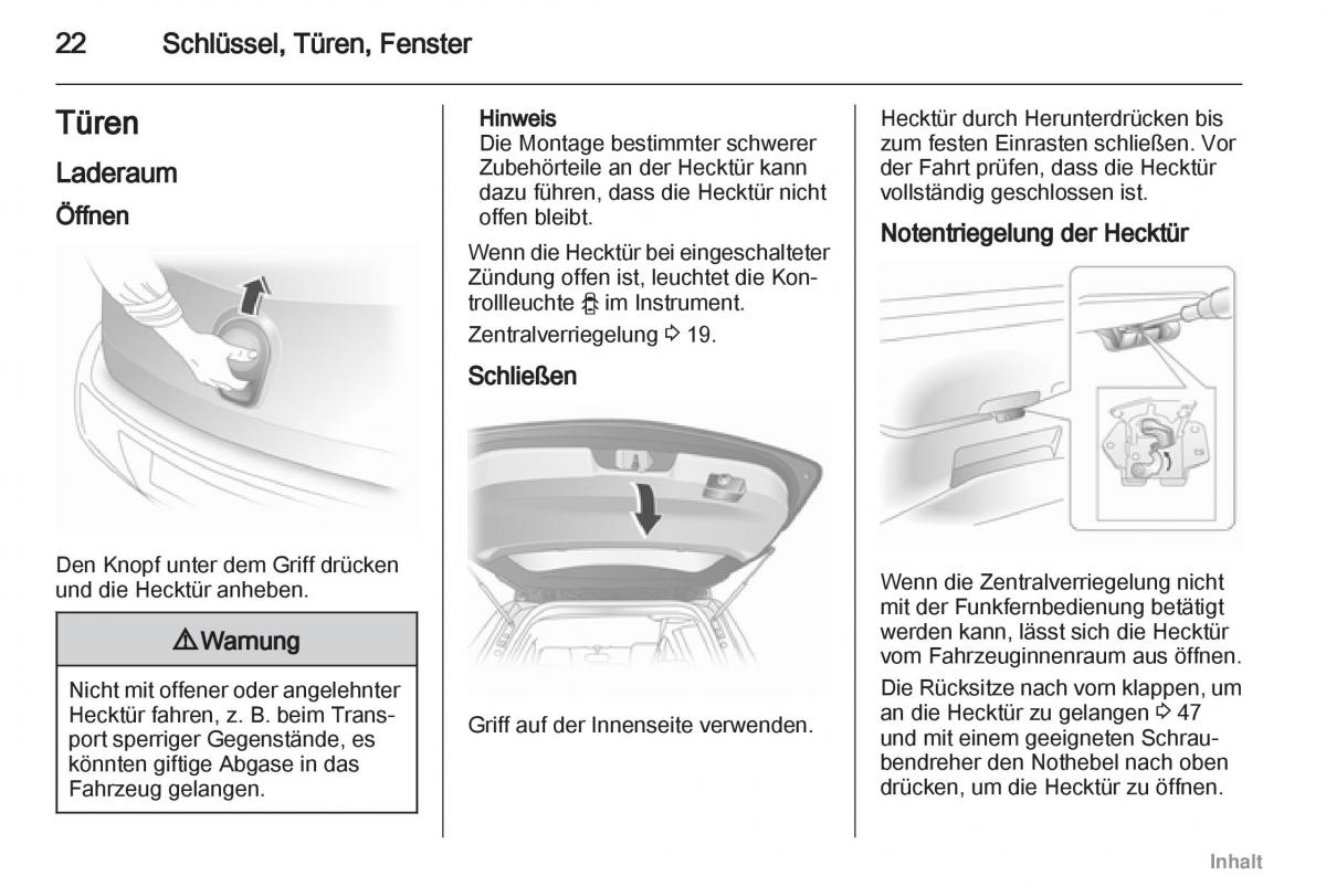 Opel Agila B Handbuch / page 22