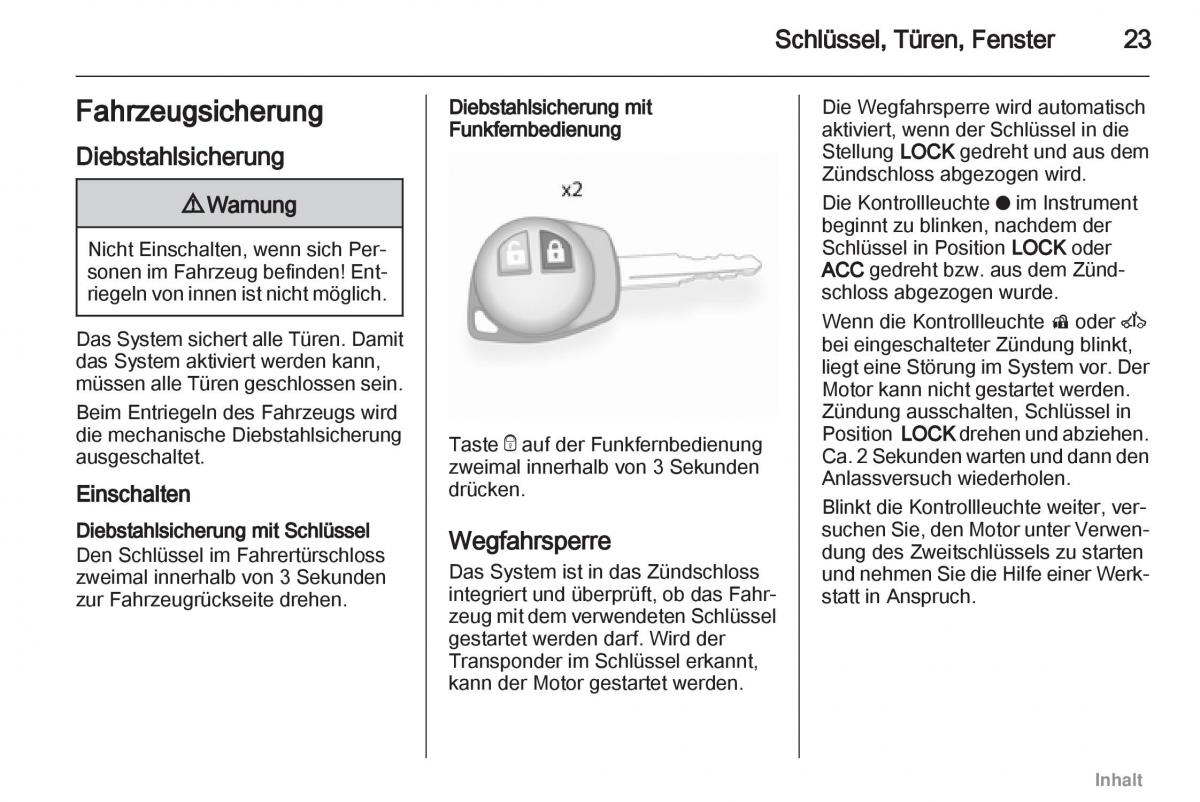 Opel Agila B Handbuch / page 23