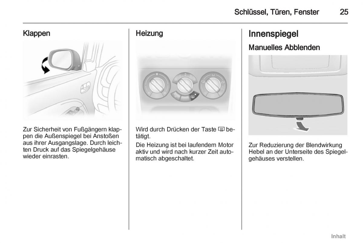 Opel Agila B Handbuch / page 25