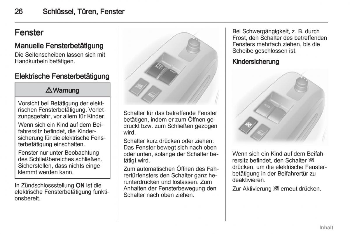 Opel Agila B Handbuch / page 26