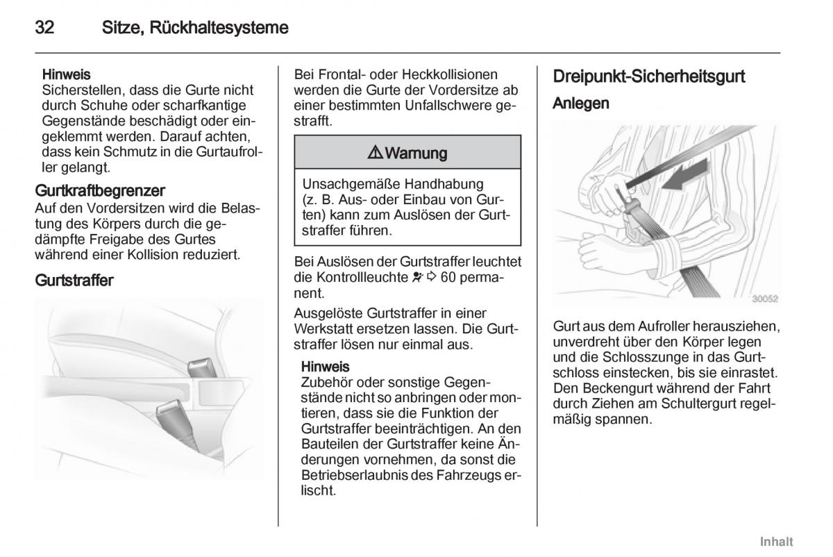 Opel Agila B Handbuch / page 32