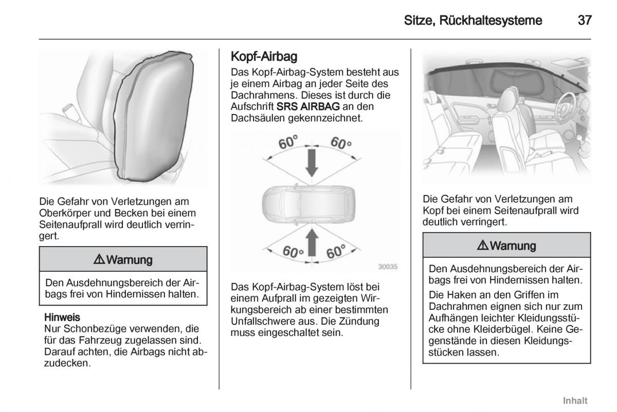 Opel Agila B Handbuch / page 37