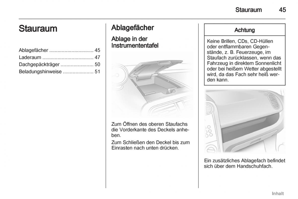 Opel Agila B Handbuch / page 45