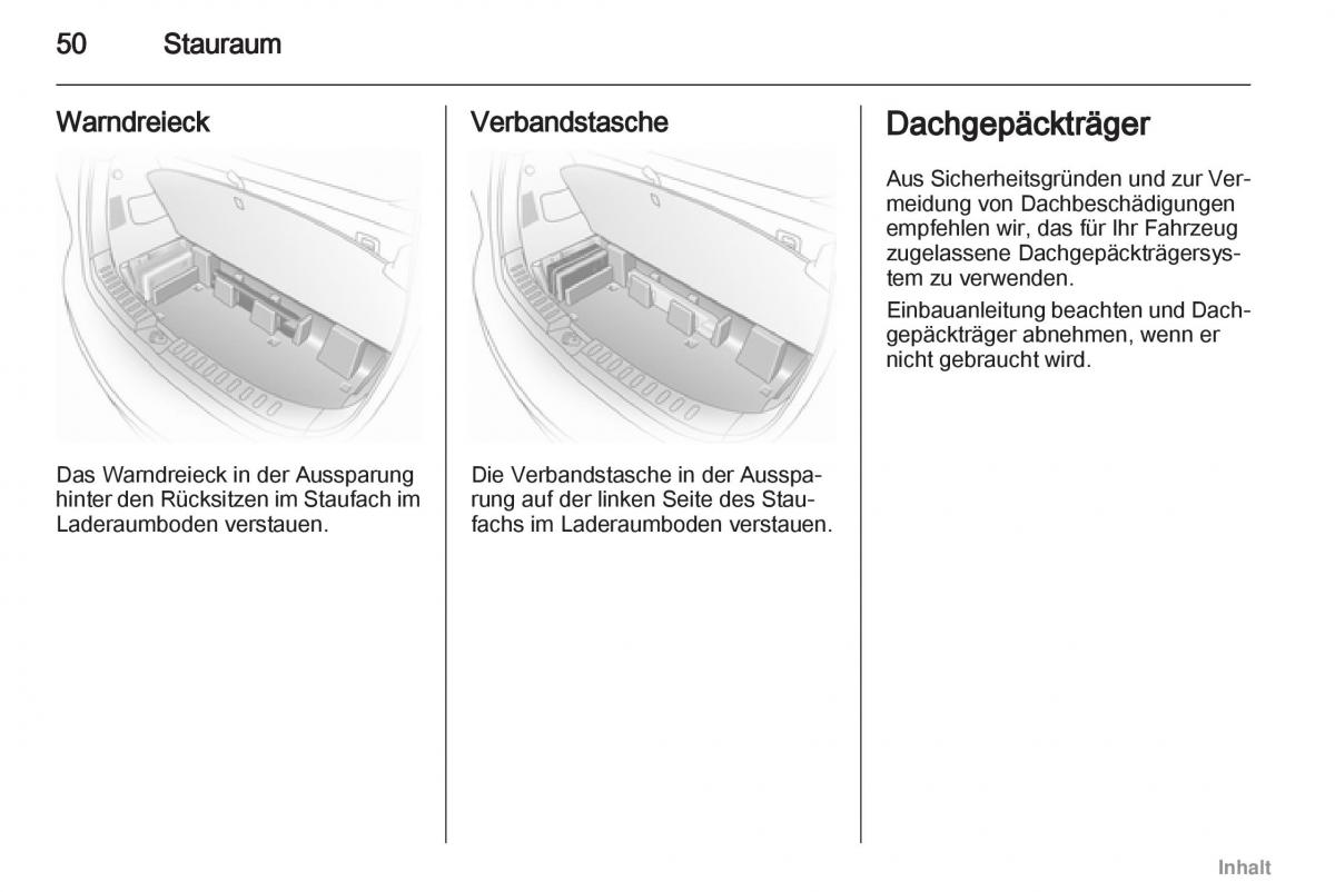 Opel Agila B Handbuch / page 50