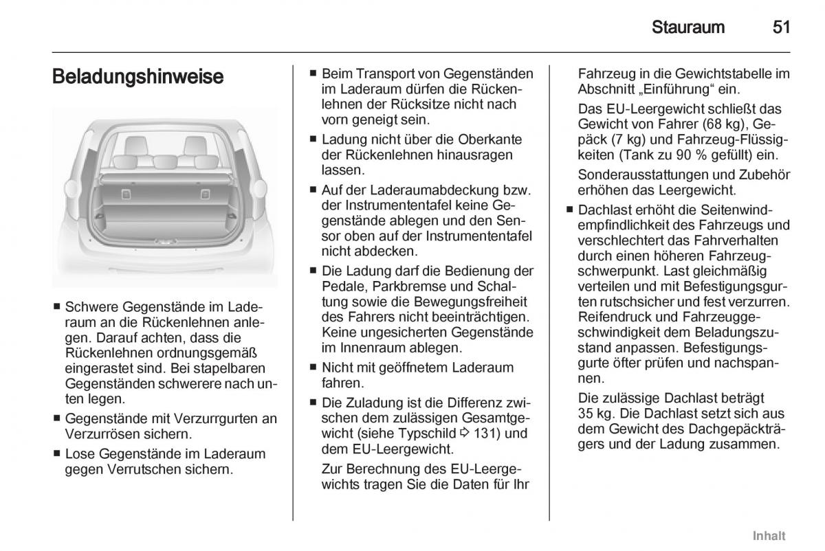 Opel Agila B Handbuch / page 51