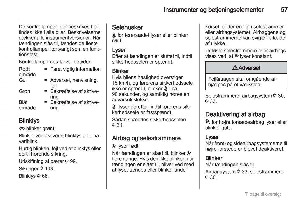 Opel Agila B Bilens instruktionsbog / page 57