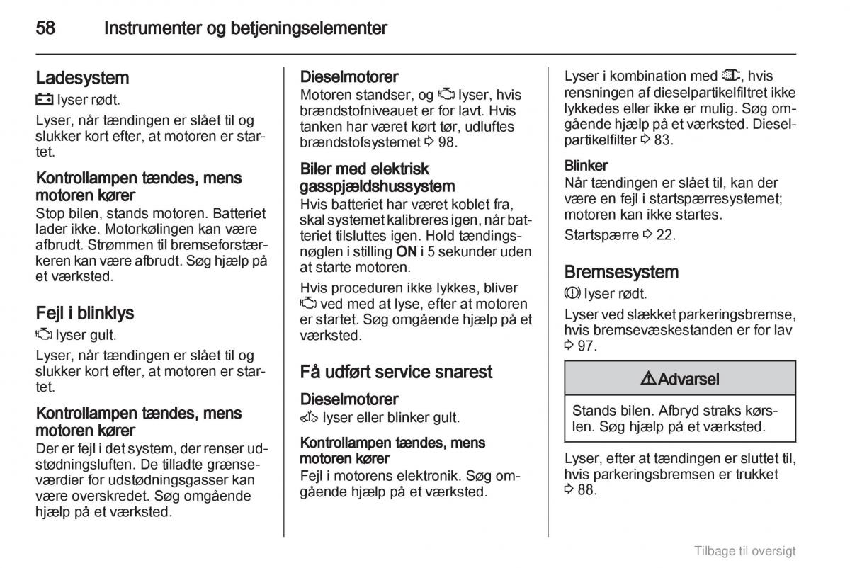 Opel Agila B Bilens instruktionsbog / page 58