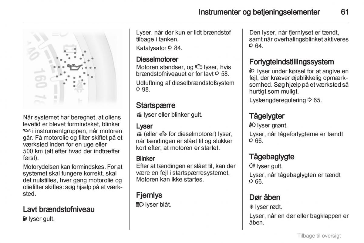 Opel Agila B Bilens instruktionsbog / page 61