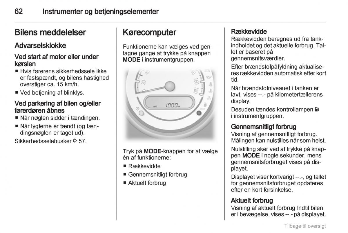 Opel Agila B Bilens instruktionsbog / page 62