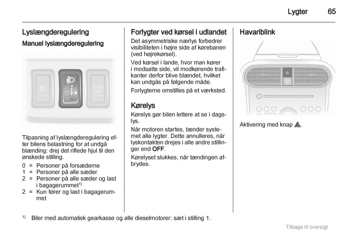 Opel Agila B Bilens instruktionsbog / page 65