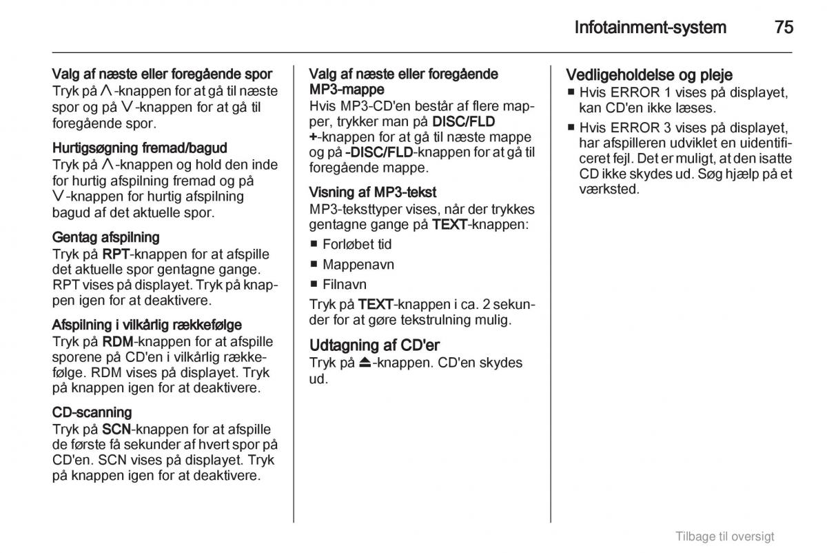 Opel Agila B Bilens instruktionsbog / page 75