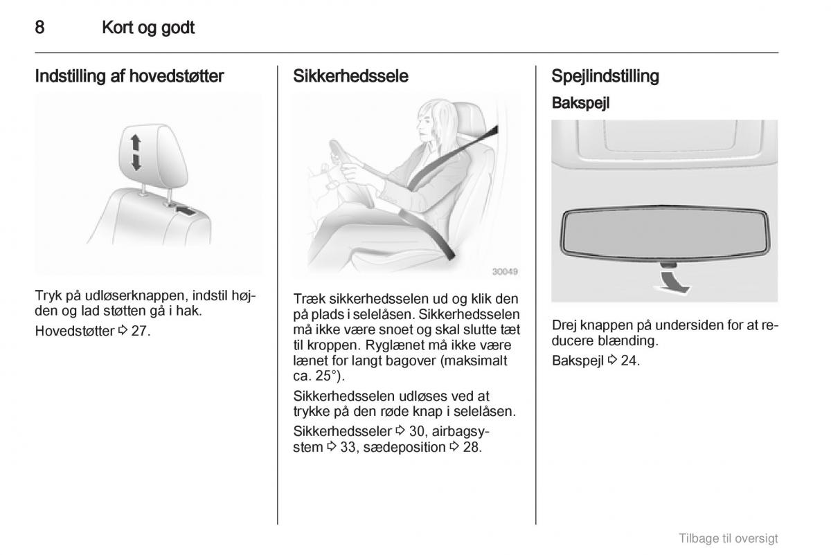 Opel Agila B Bilens instruktionsbog / page 8