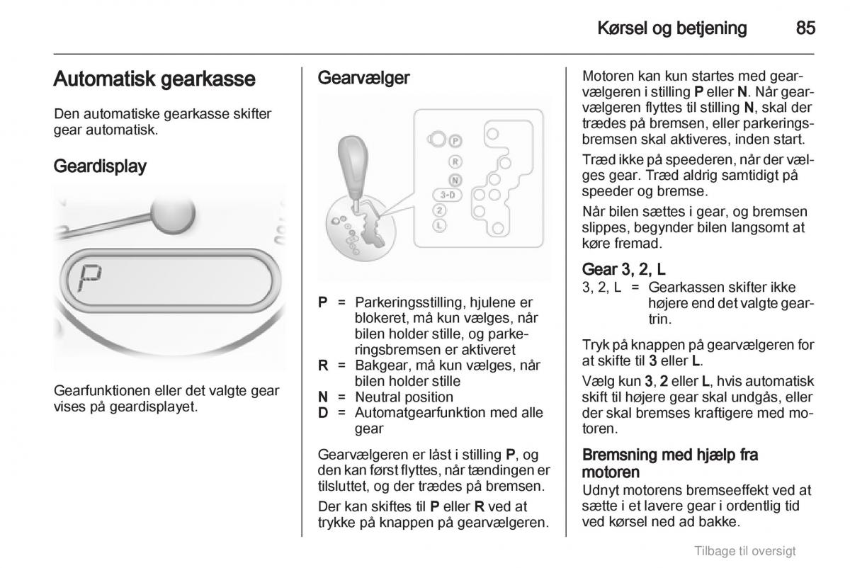 Opel Agila B Bilens instruktionsbog / page 85