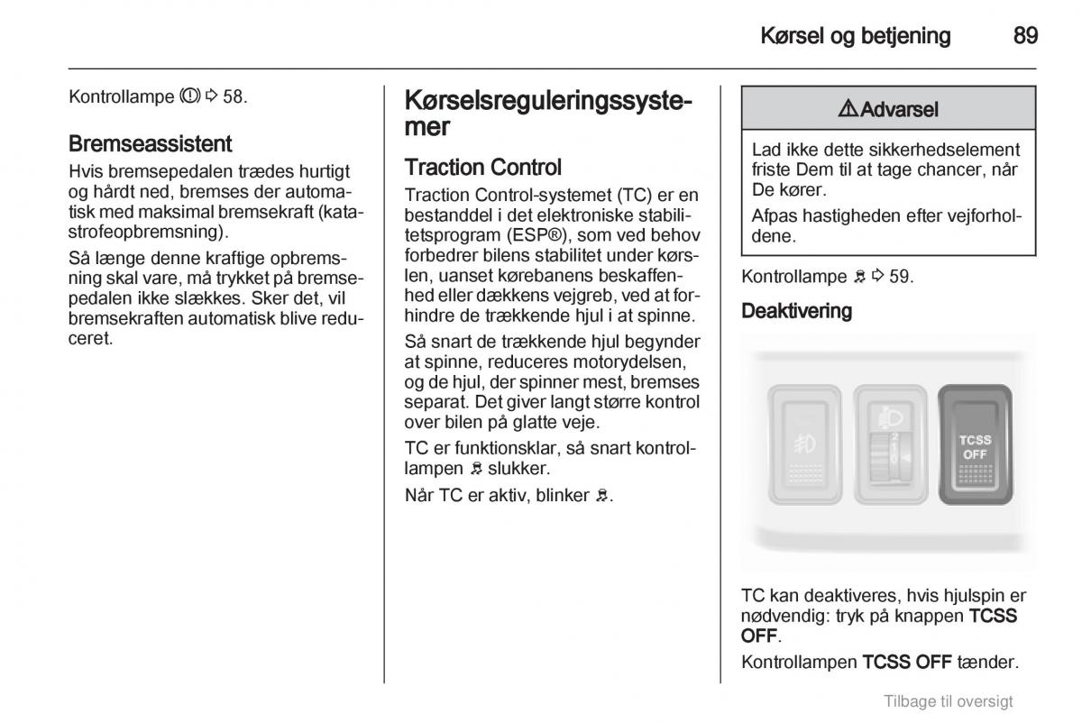 Opel Agila B Bilens instruktionsbog / page 89