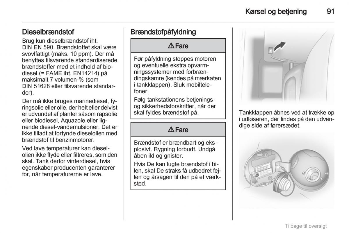 Opel Agila B Bilens instruktionsbog / page 91