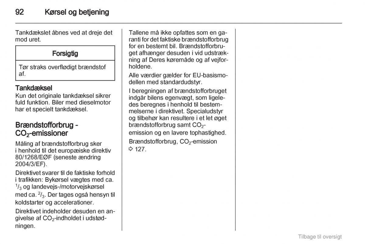 Opel Agila B Bilens instruktionsbog / page 92