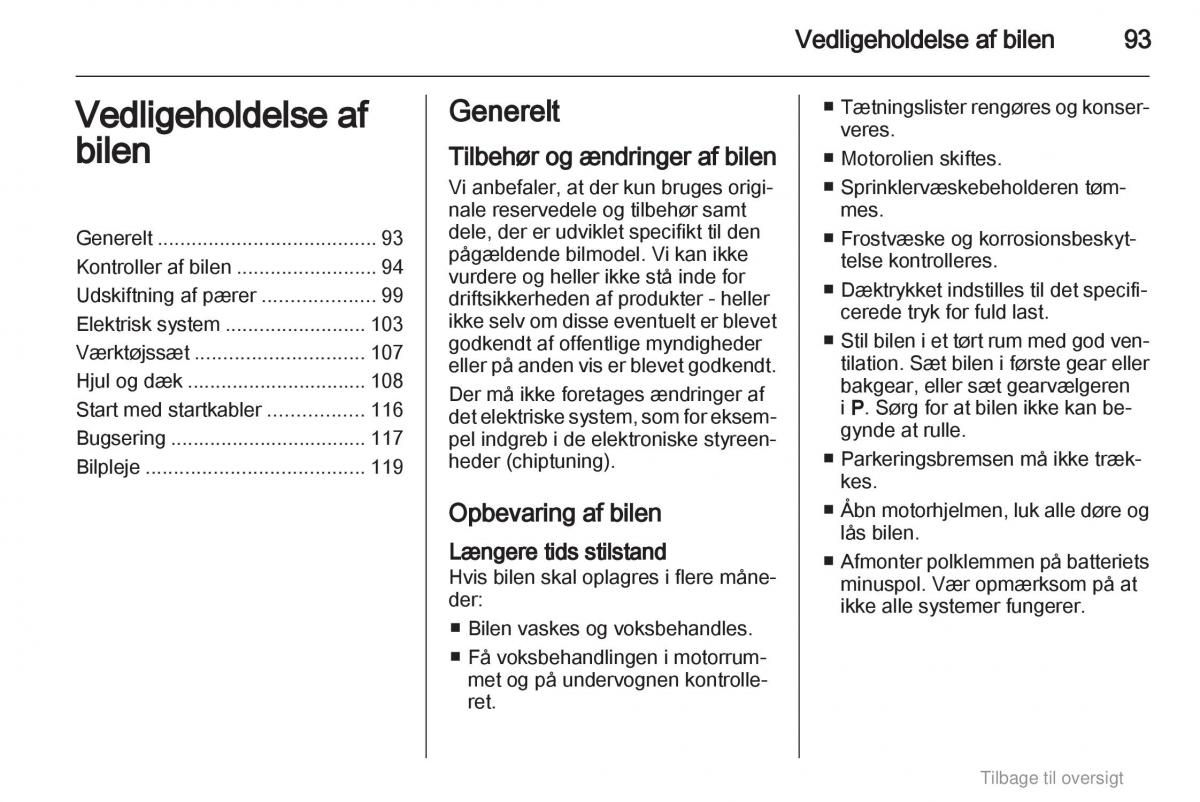 Opel Agila B Bilens instruktionsbog / page 93