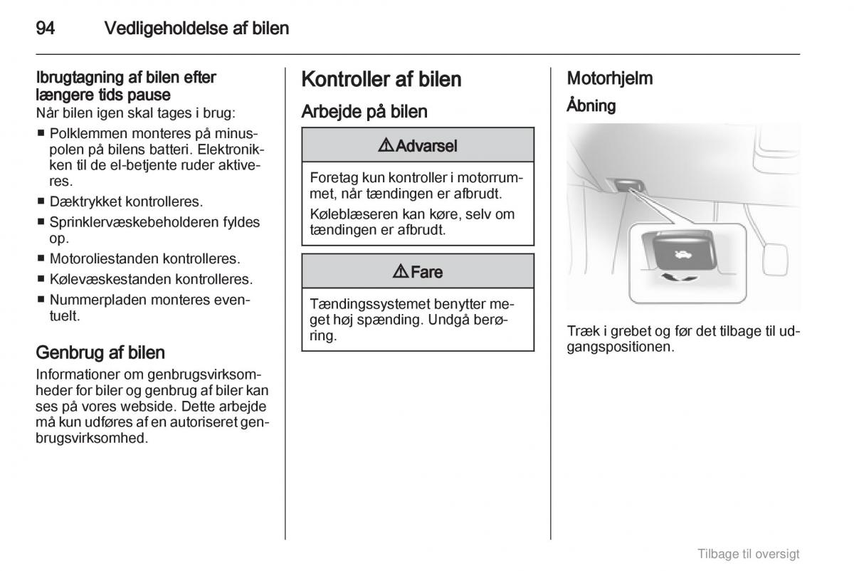 Opel Agila B Bilens instruktionsbog / page 94