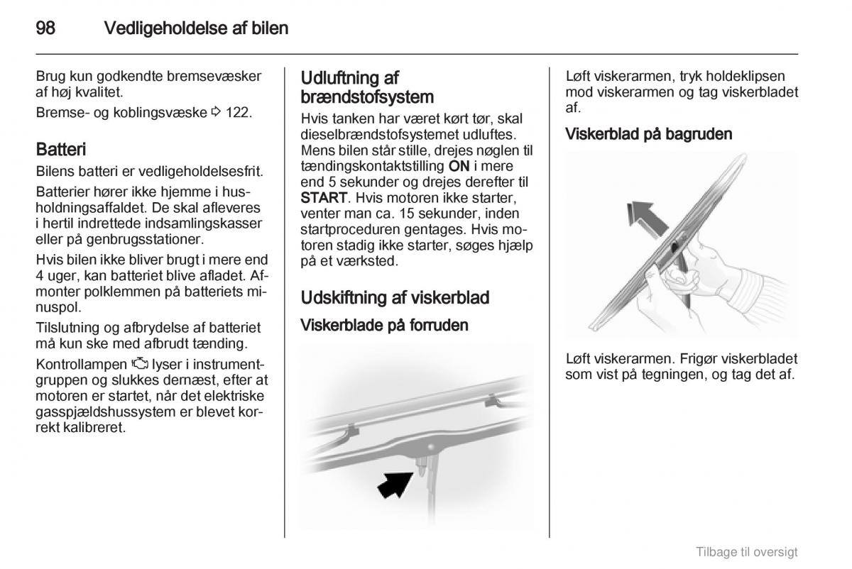 Opel Agila B Bilens instruktionsbog / page 98