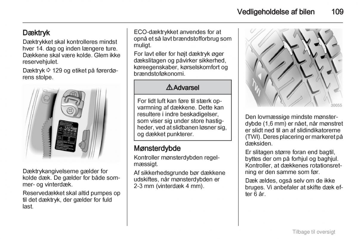 Opel Agila B Bilens instruktionsbog / page 109