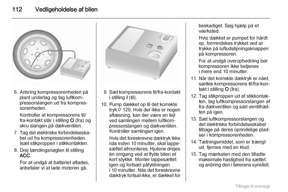 Opel Agila B Bilens instruktionsbog / page 112