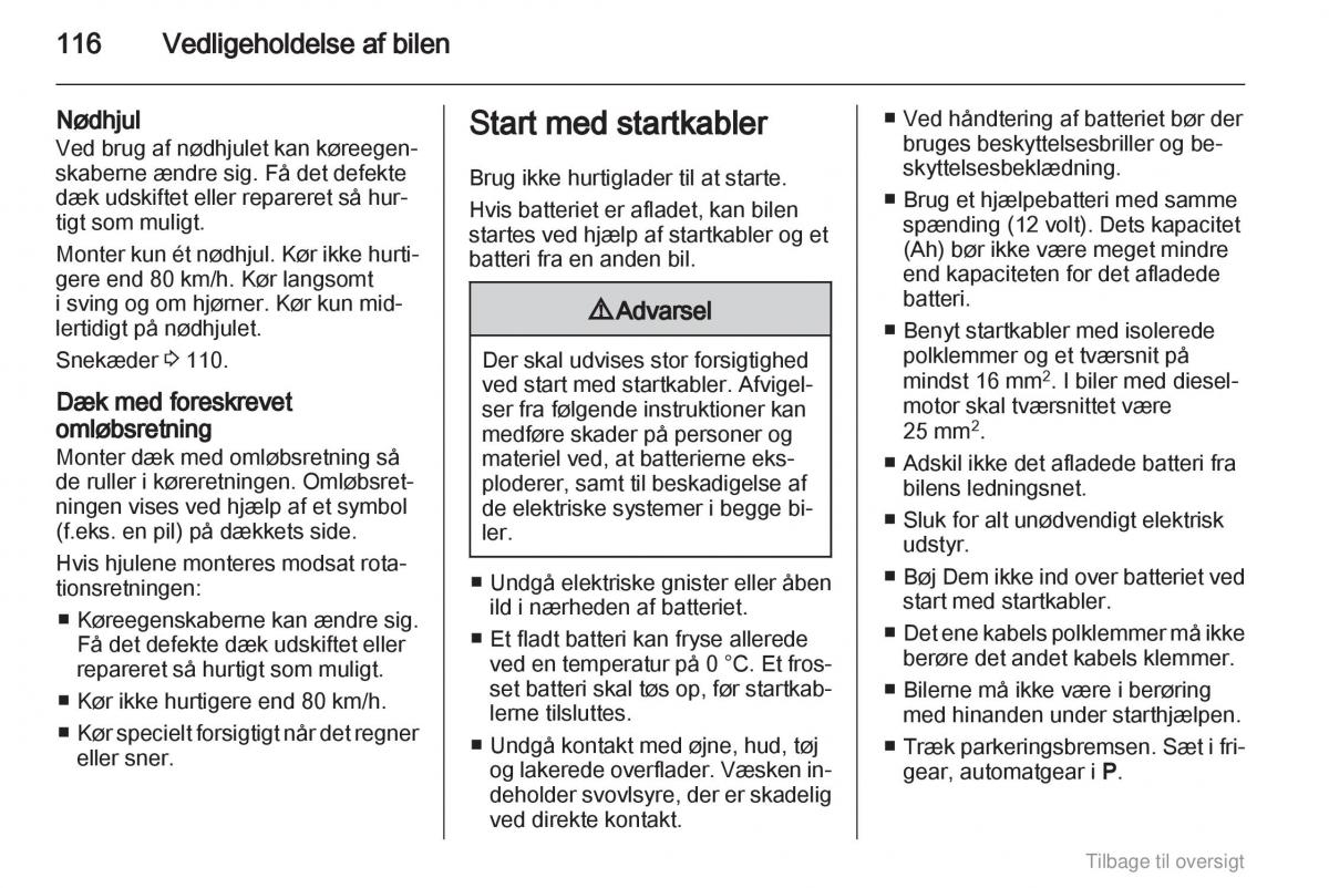 Opel Agila B Bilens instruktionsbog / page 116