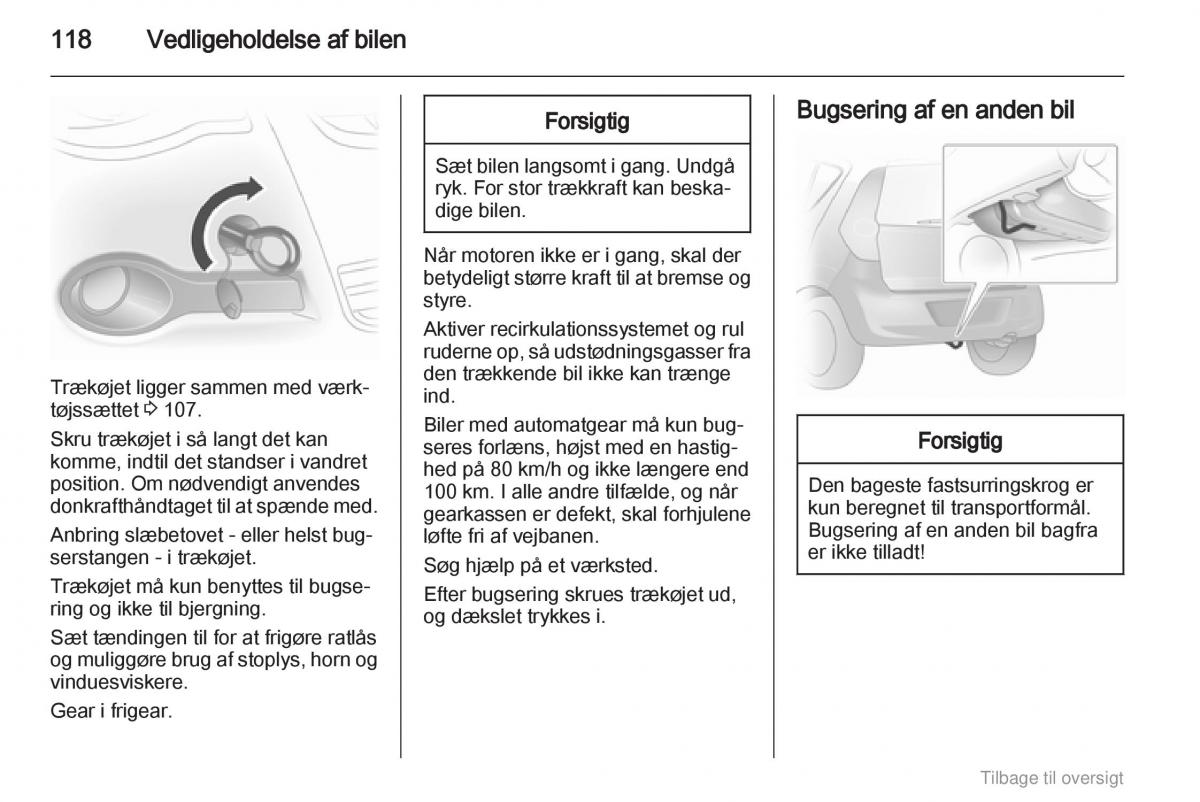 Opel Agila B Bilens instruktionsbog / page 118